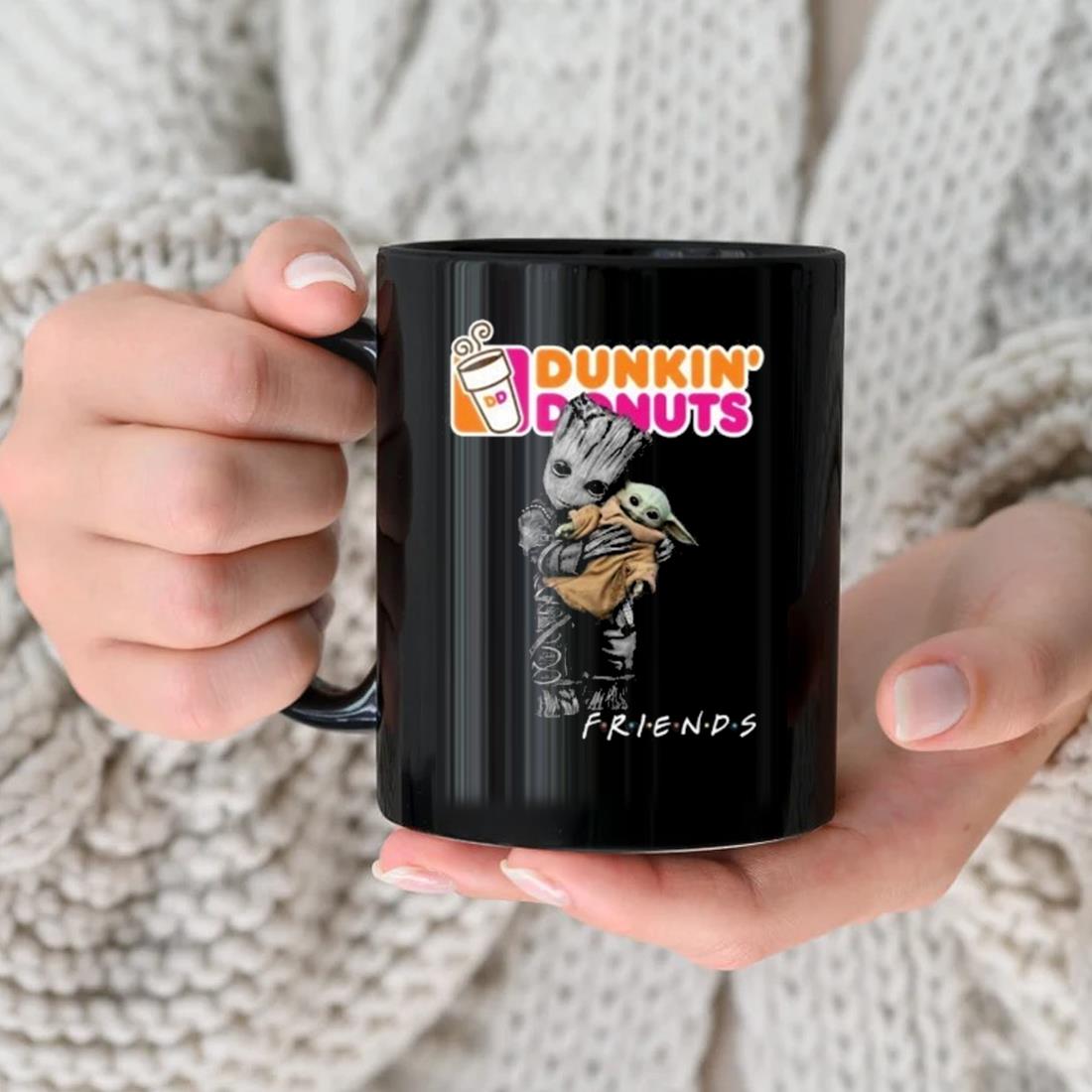 Baby Groot Hug Baby Yoda Friends Dunkin’ Donuts Mug nhu
