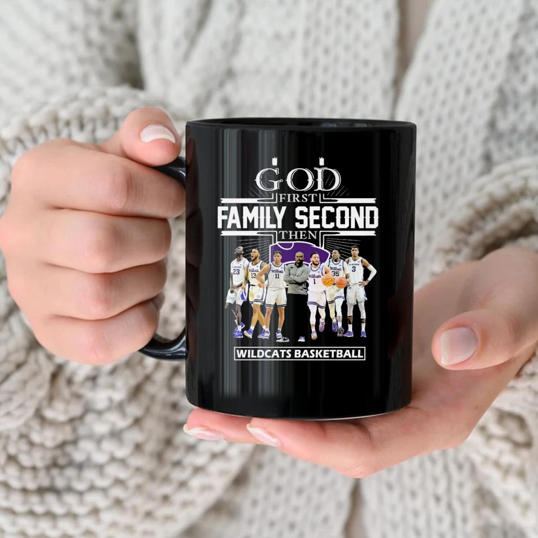 God First Family Second Then K-state Wildcats Basketball Players Mug