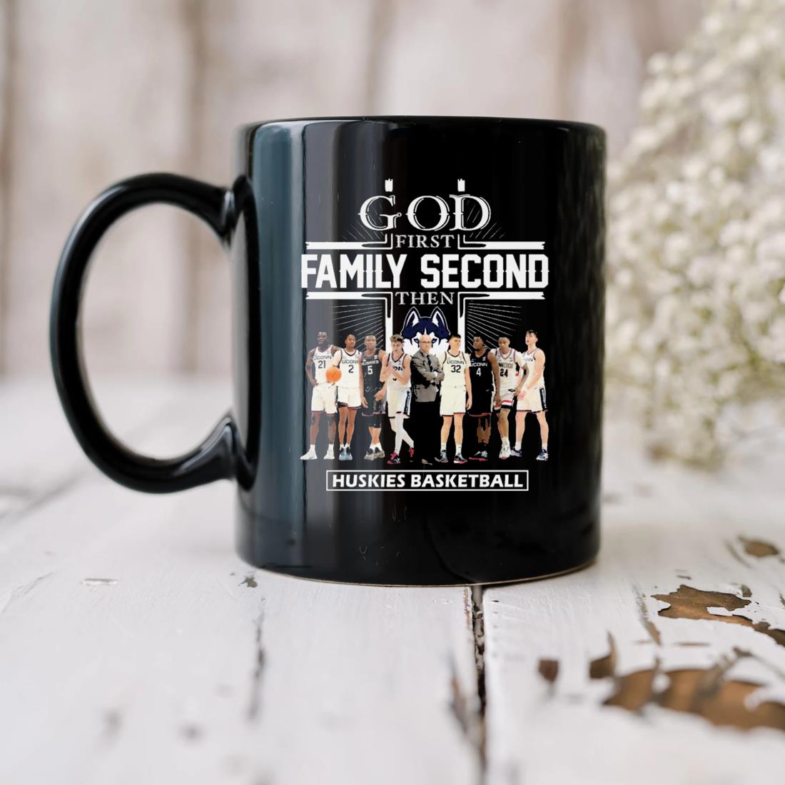 God First Family Second Then Uconn Huskies Basketball Players Mug biu
