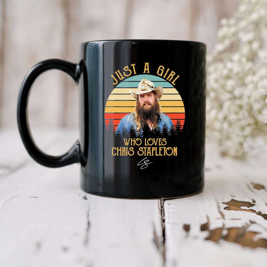 Just A Girl Who Loves Chris Retro Stapleton Awesome For Music Signature Vintage Mug