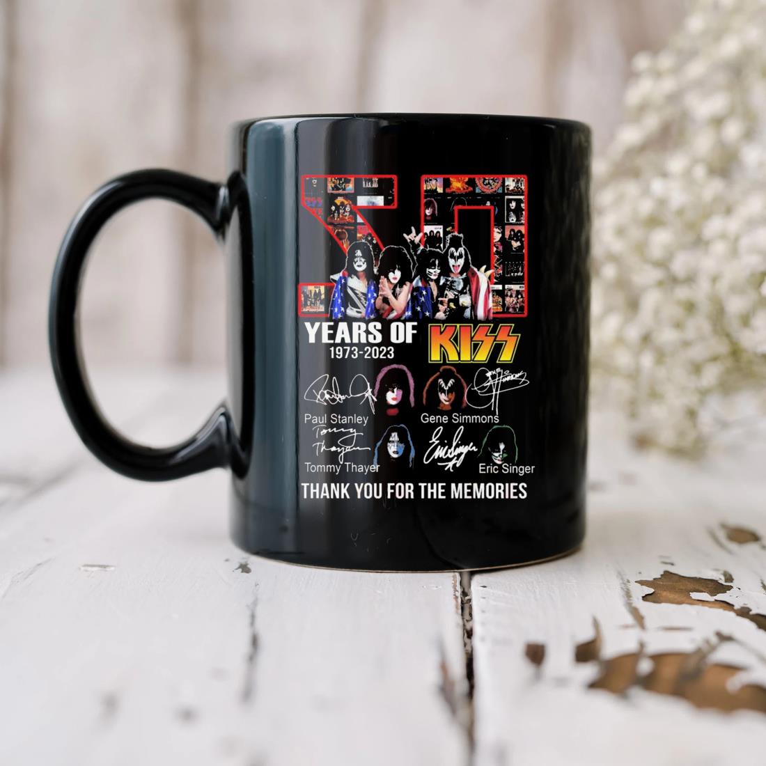Kiss Band 50 Years Of 1973-2023 Thank You For The Memories Signatures Mug