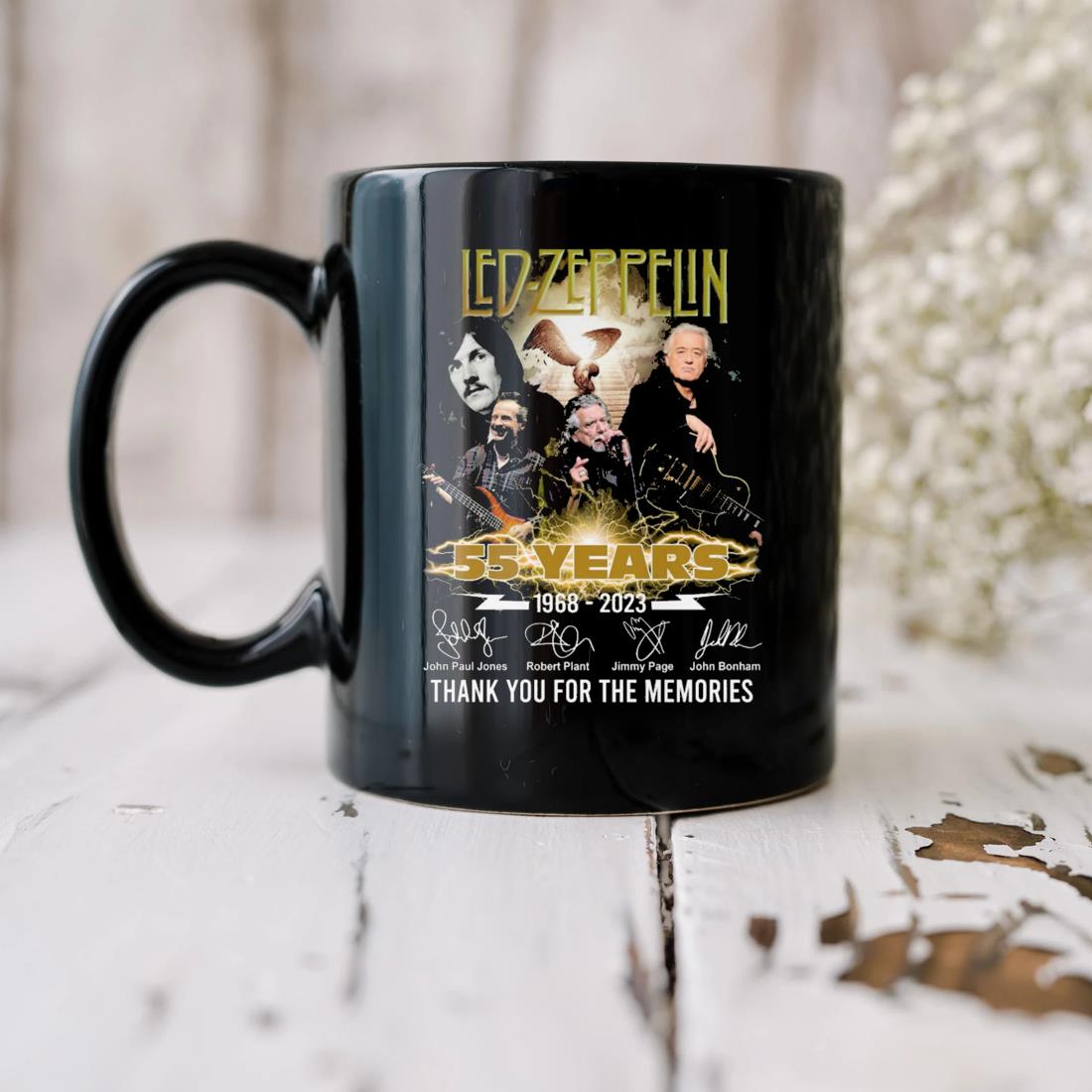 Led Zeppelin 55 Years 1968-2023 Thank You For The Memories Signatures Mug biu