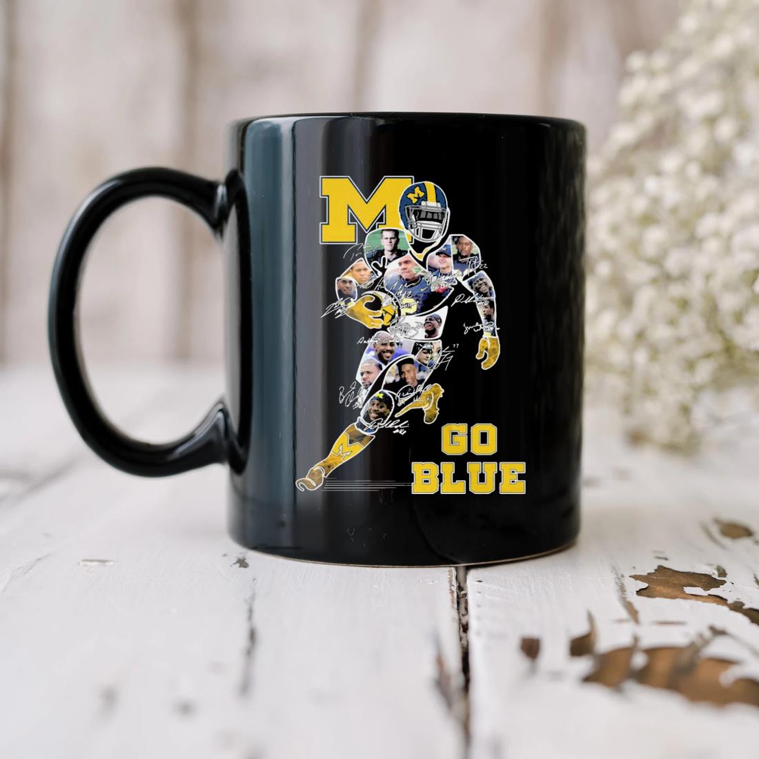 Michigan Wolverines Players Go Blue Signatures Mug