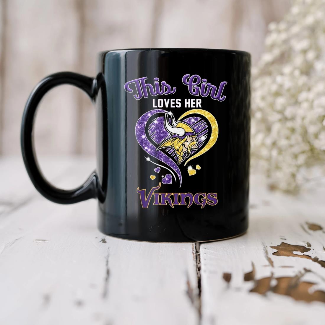 Nfl This Girl Loves Her Minnesota Vikings Diamond Heart Mug