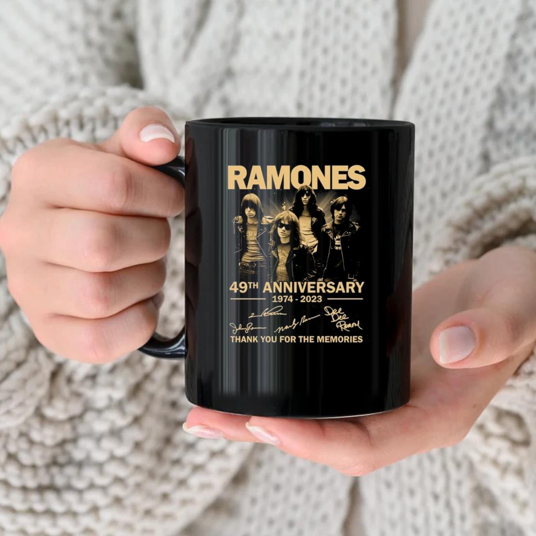 Nice Ramones 49th Anniversary 1974 – 2023 Thank You For The Memories Signatures Mug
