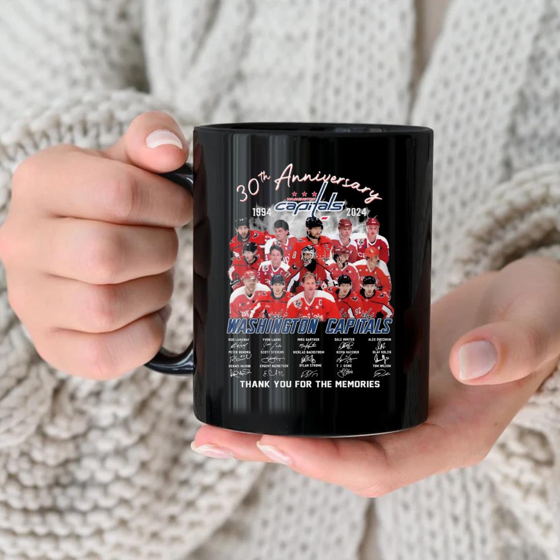 Official 30th Anniversary Washington Capitals Thanks You For The Memories Signatures Mug