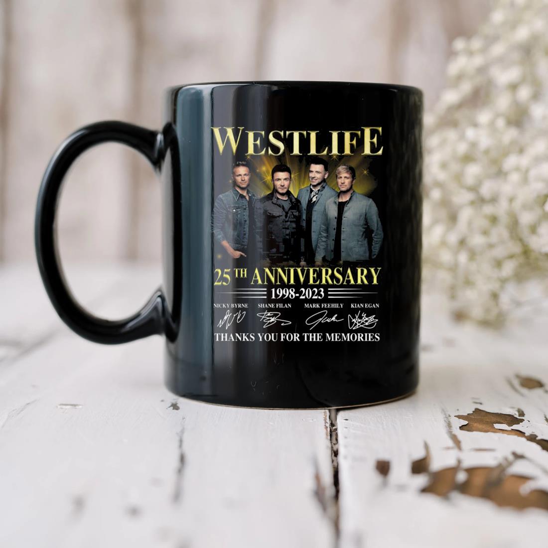 Official Westlife 25th Anniversary 1998-2023 Thanks You For The Memories Signatures Mug