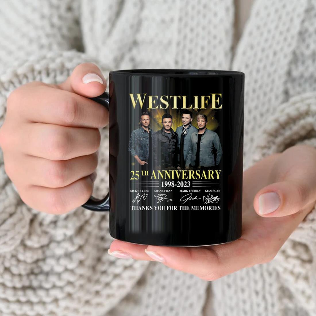 Official Westlife 25th Anniversary 1998-2023 Thanks You For The Memories Signatures Mug nhu