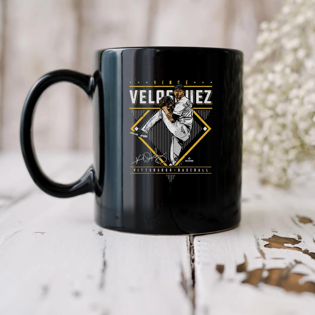 Vince Velasquez Pittsburgh Diamond Name Signature Mug