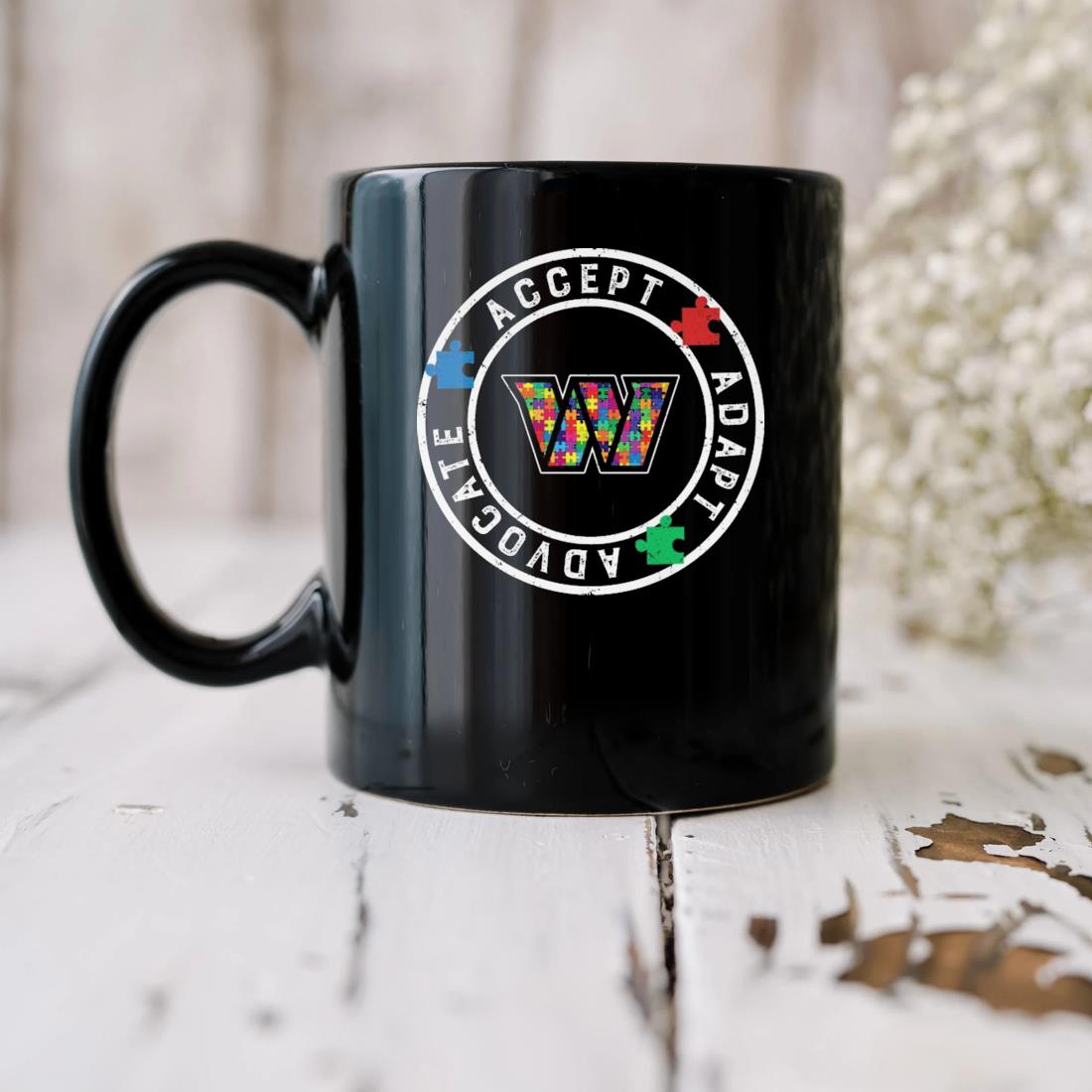 Washington Commanders Accept Adapt Advocate Autism Mug