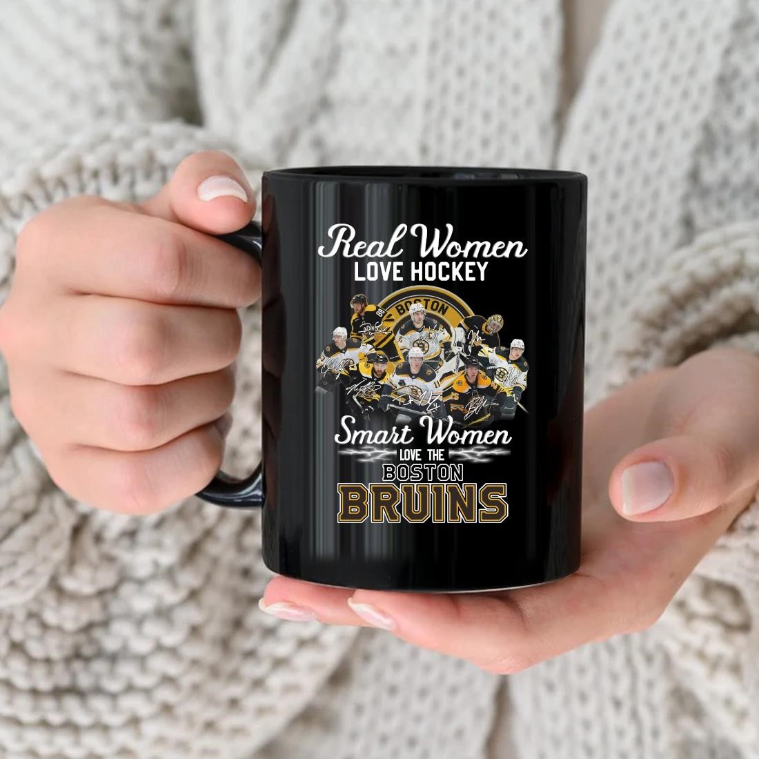 Original 2023 Real Women Love Hockey Smart Women Love The Boston Bruins Signatures Mug