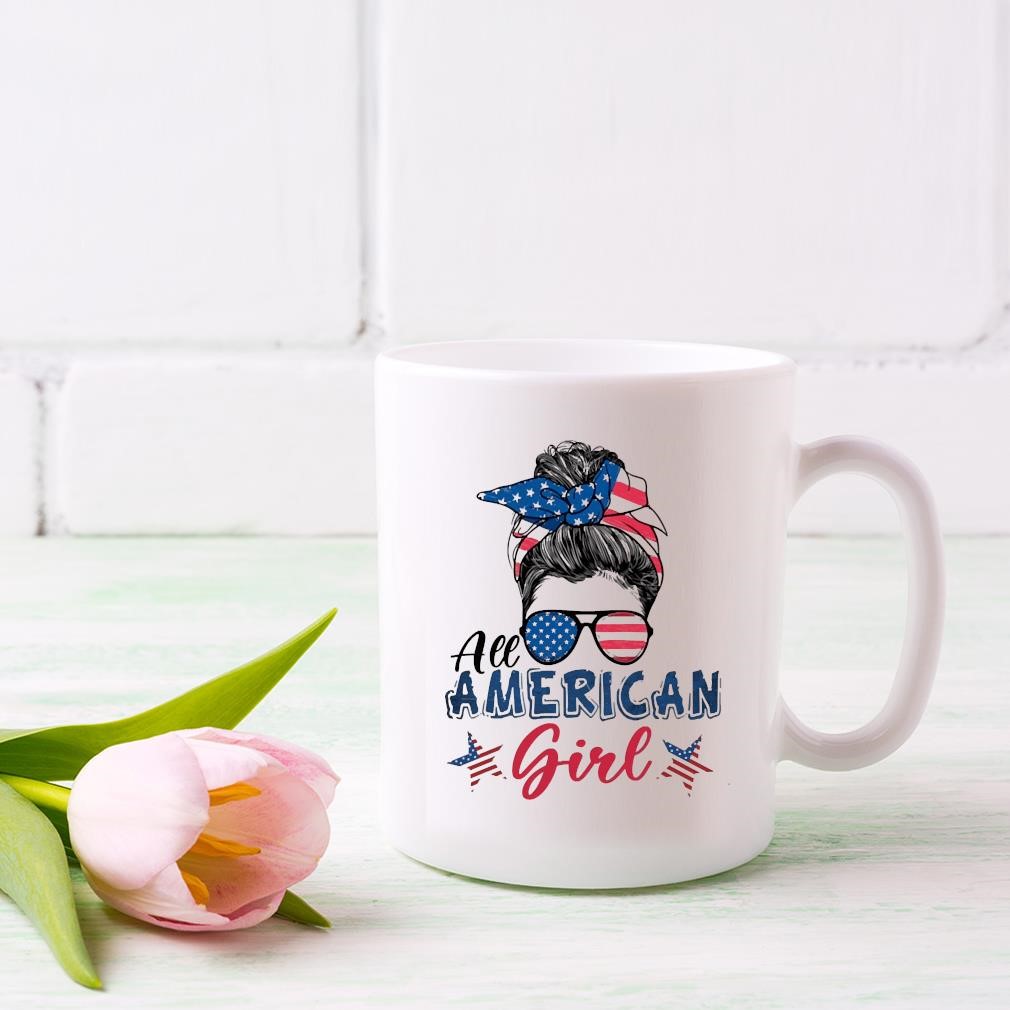 All American Girl Usa Messy Bun 4th Of July Mug