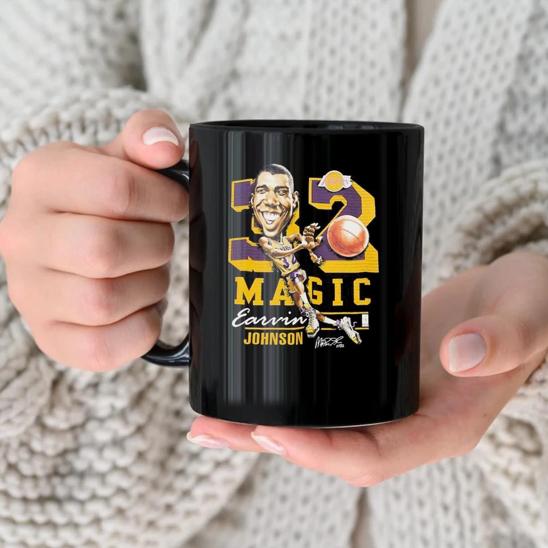 Magic Johnson Los Angeles Lakers Mitchell & Ness Hardwood Classics Caricature Signature Mug