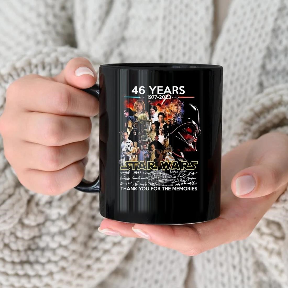Premium 46 Years Star Wars 1977 – 2023 All Members Signatures Thank You For The Memories Mug