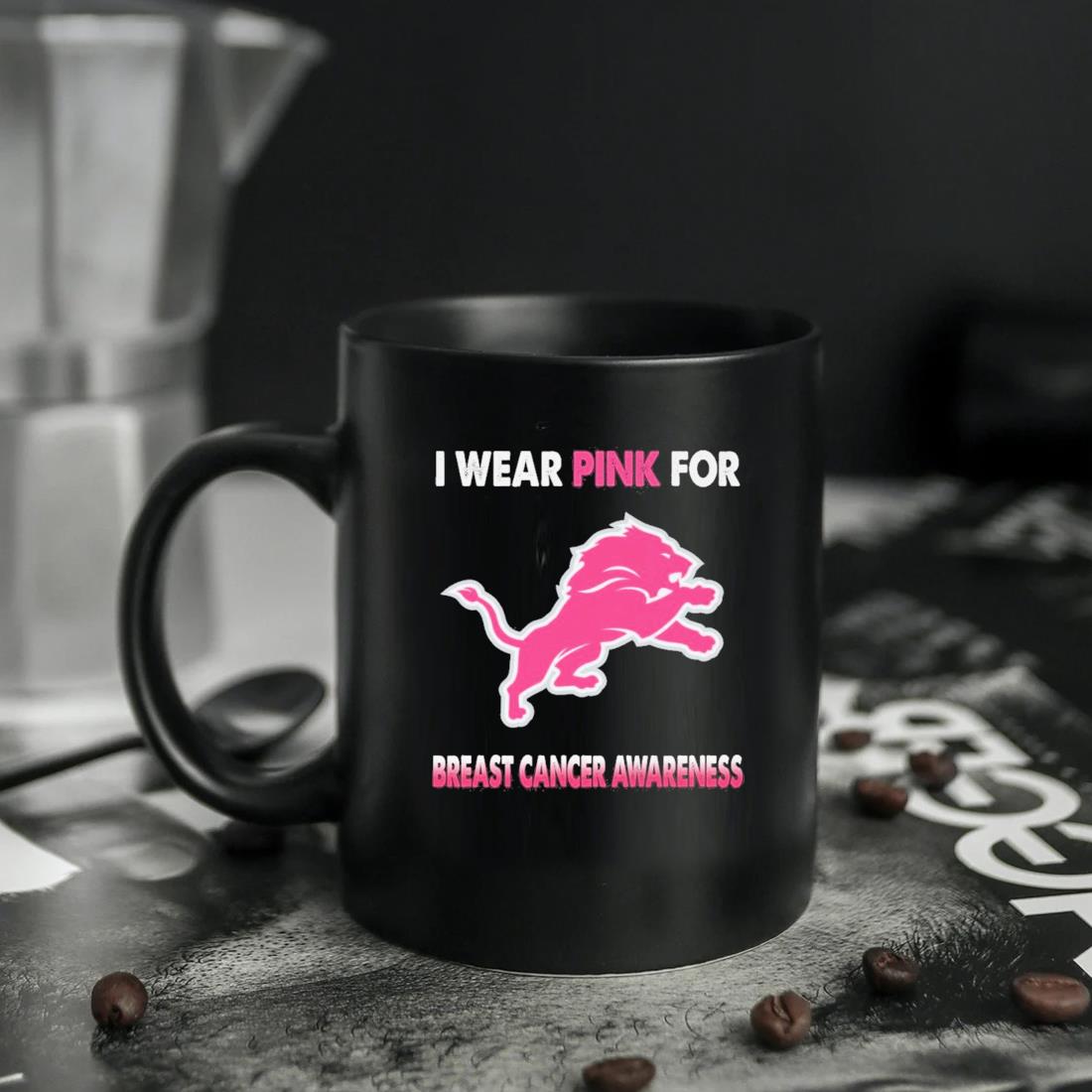 Detroit Lions I Wear Pink For Breast Cancer Awareness 2023 Mug, hoodie,  sweater, long sleeve and tank top