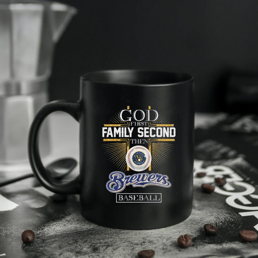 God first family second then Brewers baseball cross shirt