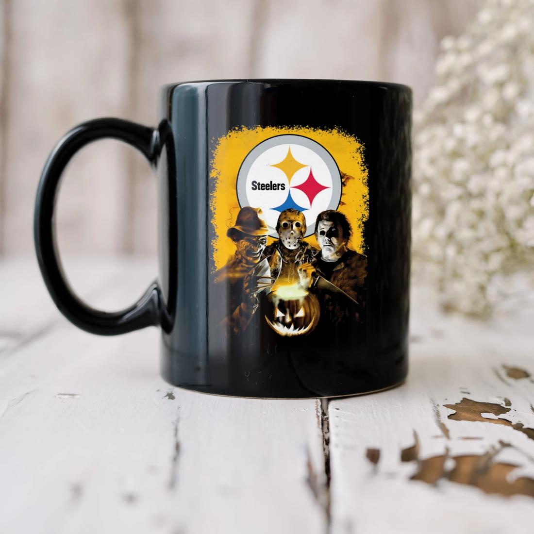 Michael Myers Freddy Krueger Jason Voorhees Pittsburgh Steelers Halloween T- Shirt